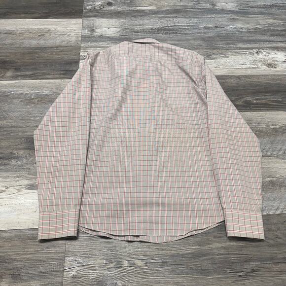 Untuckit Kuleto Cream Red‎ Gray Mens L Slim Fit Glen Check Plaid Button Up Shirt - Picture 2 of 9